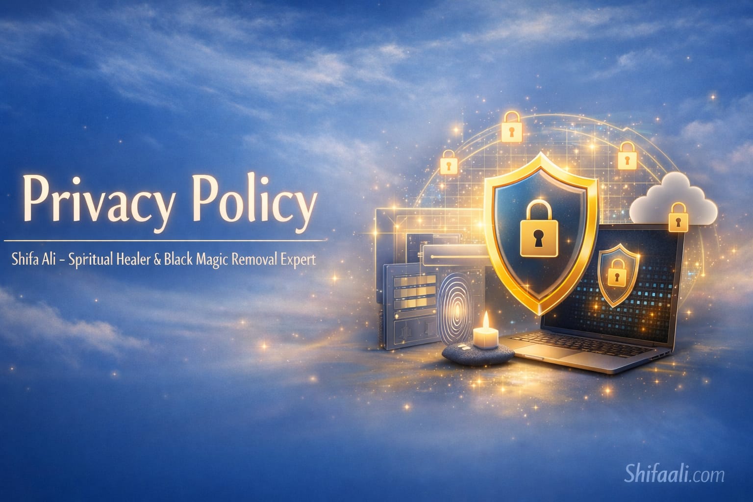 Privacy policy banner for Shifa Ali website